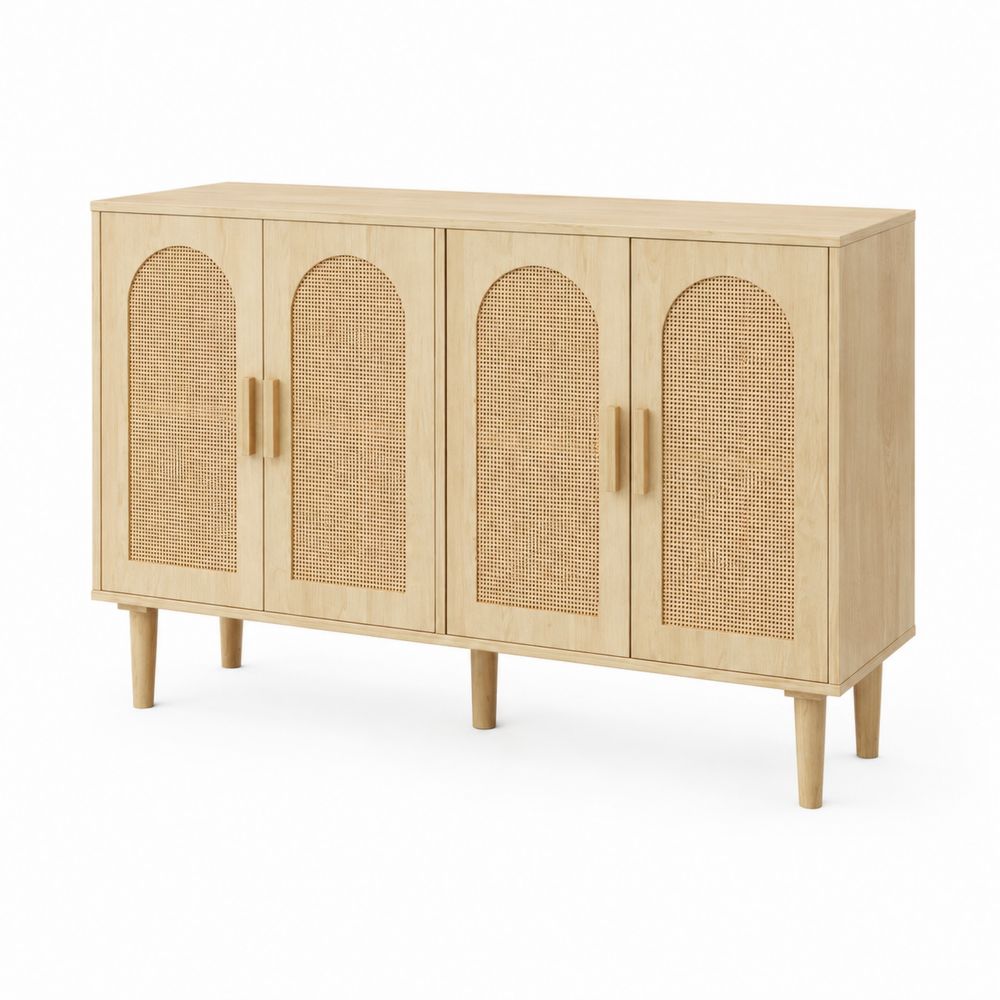 Buffet en bois de chêne et cannage rotin 150 cm
