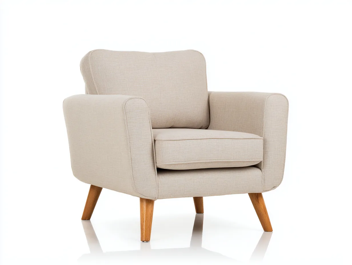Sillones relax tapizado en tela y madera 85x80x88 cm beige para salón - diseño moderno-Maluxoliving