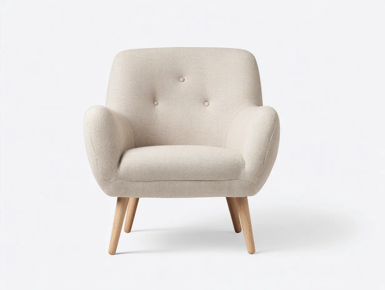 Sillones relax tapizado en tela 76x80x86 cm beige-roble claro para salón - diseño moderno-Maluxoliving