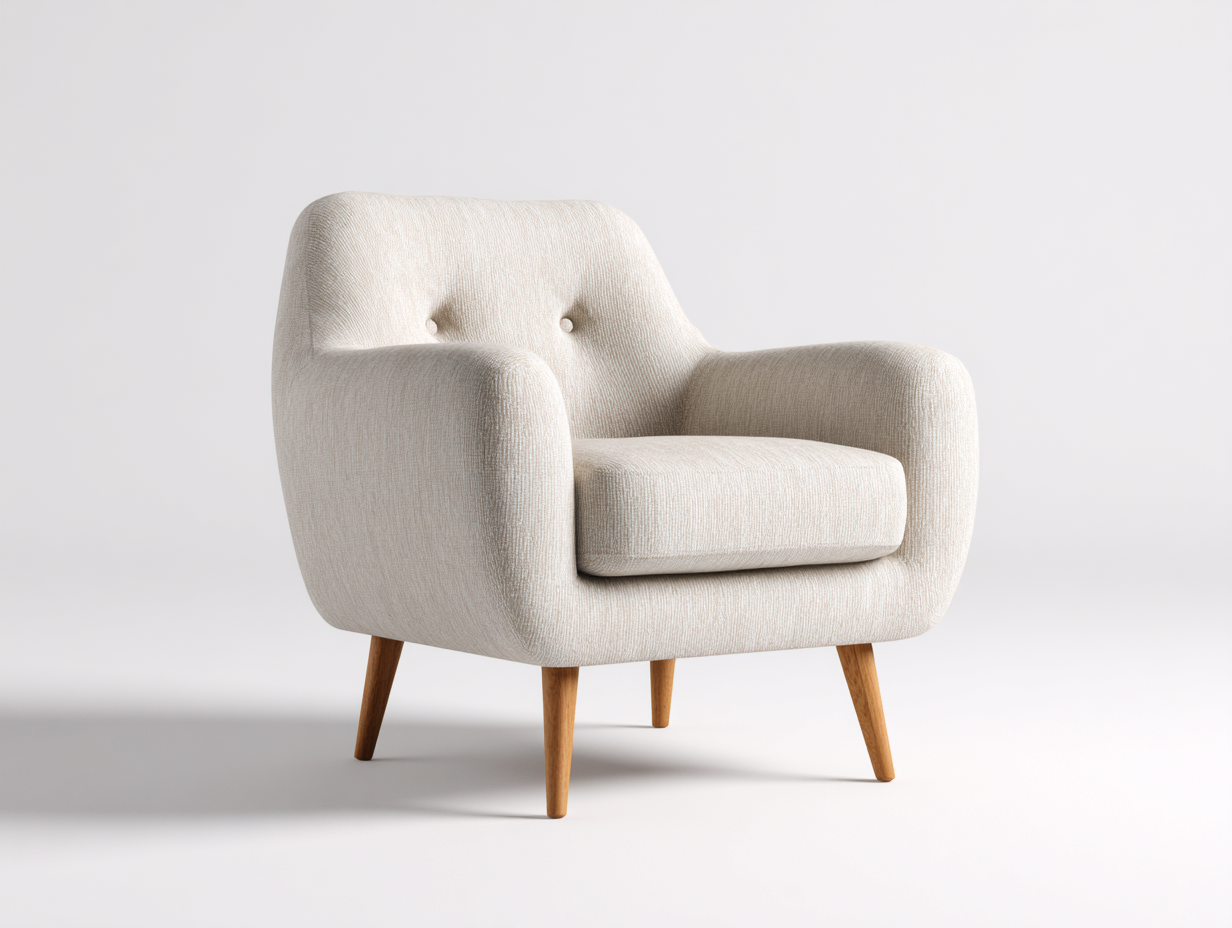 Sillones relax sillón individual tapizado en tela beige con patas de madera 78x82x88 cm para salón - estilo moderno-Maluxoliving