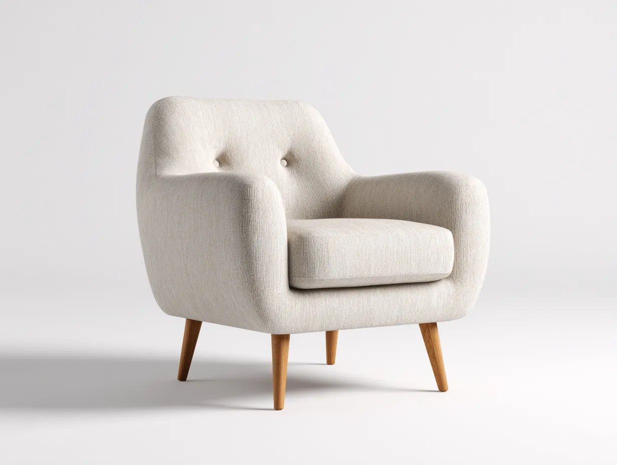 Sillones relax sillón individual tapizado en tela beige con patas de madera 78x82x88 cm para salón - estilo moderno-Maluxoliving