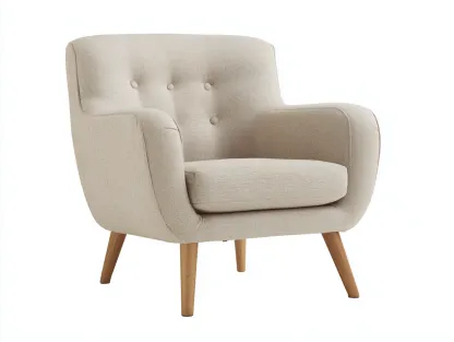 Sillones relax sillón individual tapizado en tela beige con patas de madera 80x85x90 cm para salón - estilo moderno-Maluxoliving