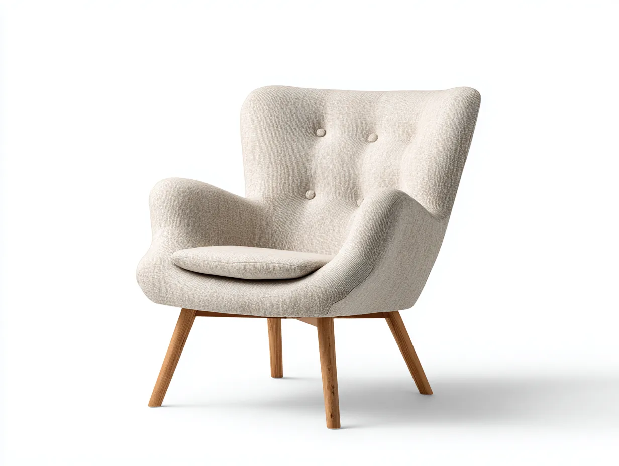 Sillones relax tapizado en tela y madera 82x78x90 cm beige claro para salón - diseño moderno-Maluxoliving
