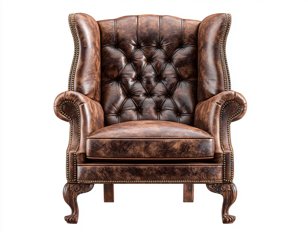 Sillón orejero sillón cuero sintético 88x82x108 cm - marrón - estilo clásico-Maluxoliving