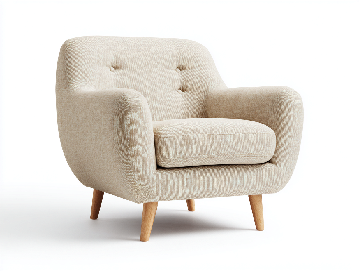 Sillones relax tapizado en tela 78x82x84 cm beige-roble claro para salón - diseño moderno-Maluxoliving