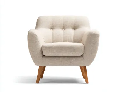 Sillones relax tapizado en tela y madera 80x75x85 cm beige para salón - diseño moderno-Maluxoliving