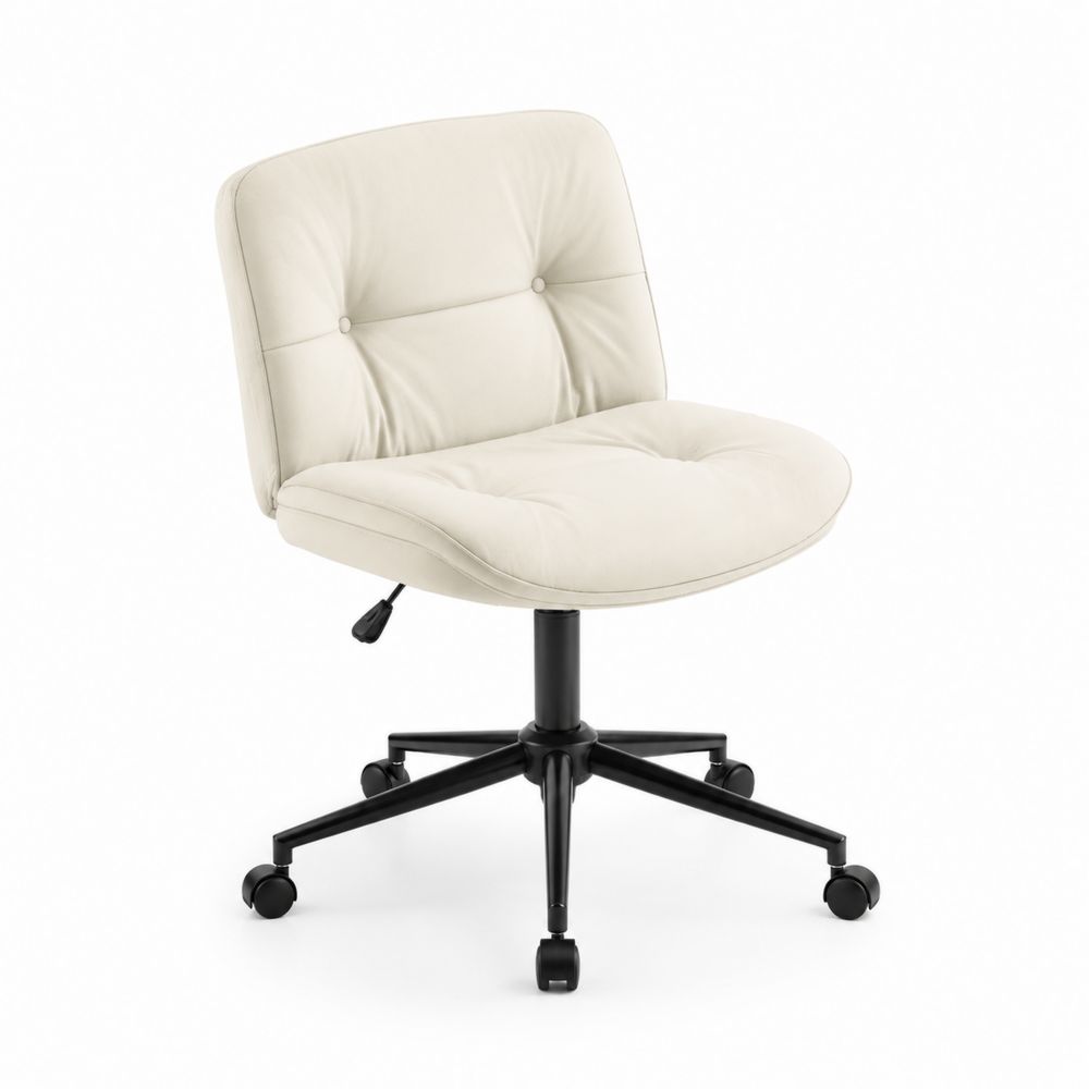 Chaise de bureau pivotante en cuir synthétique blanc