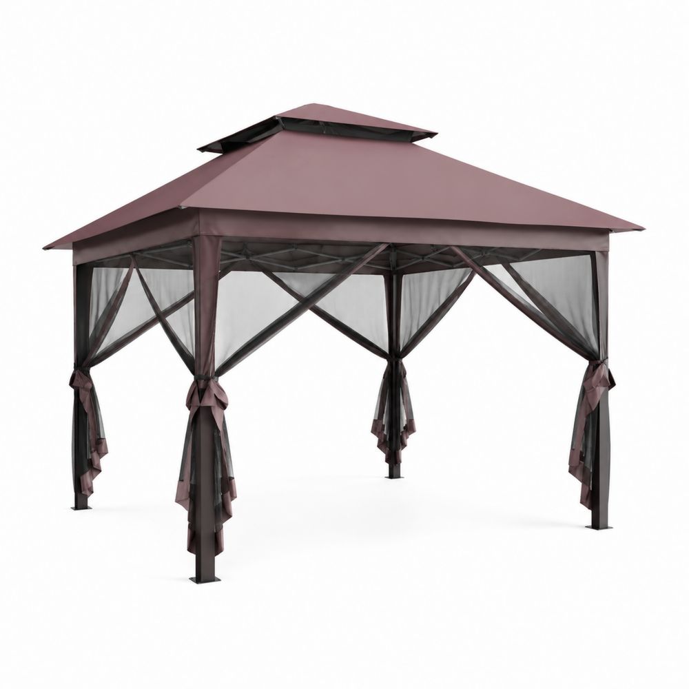 Pavillon de jardin en acier avec toit en polyester imperméable
