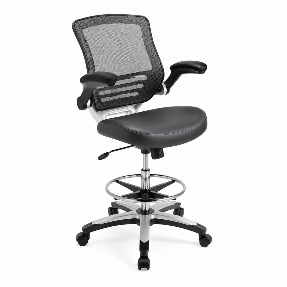 Chaise de bureau en métal, maille et cuir synthétique Noir/Gris