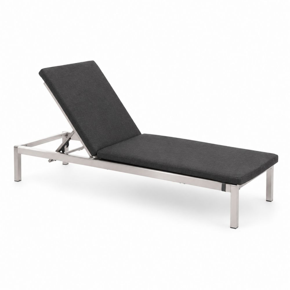 Chaise longue extérieure en métal et tissu Gris