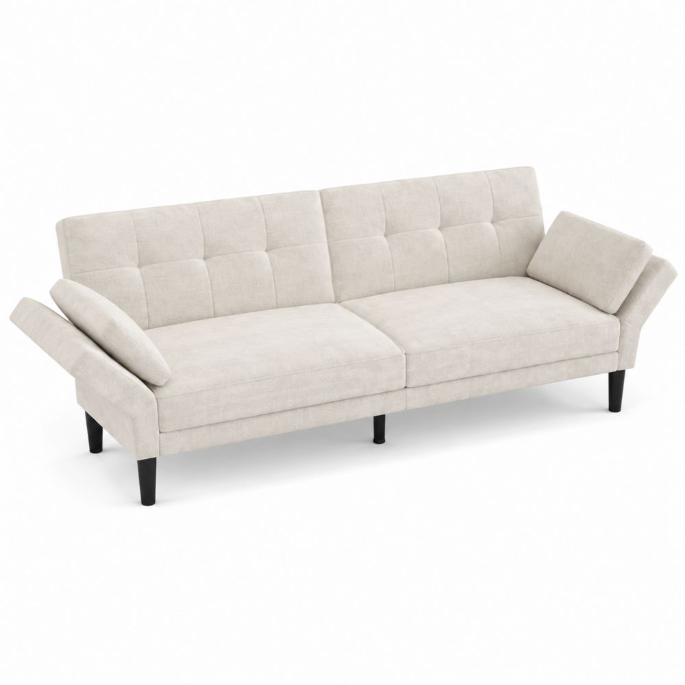 Canapé convertible 3 places tissu polyester Beige