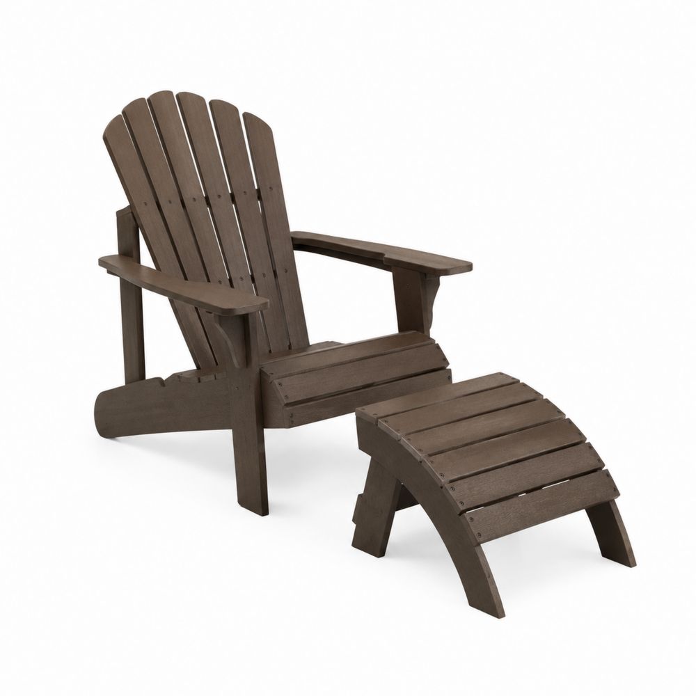 Chaise Adirondack en Bois Composite Marron avec Repose-pieds
