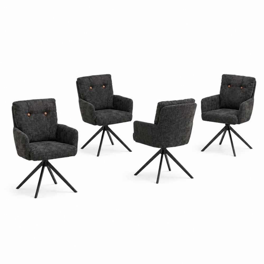 Lot de 4 chaises pivotantes en tissu avec pieds en métal