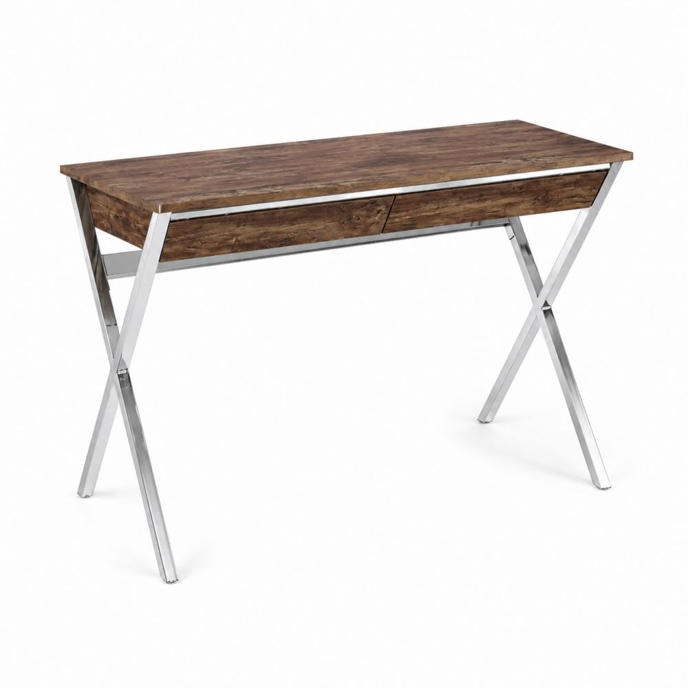 Bureau en bois avec cadre en métal 120x60x75 cm Marron/Chrome