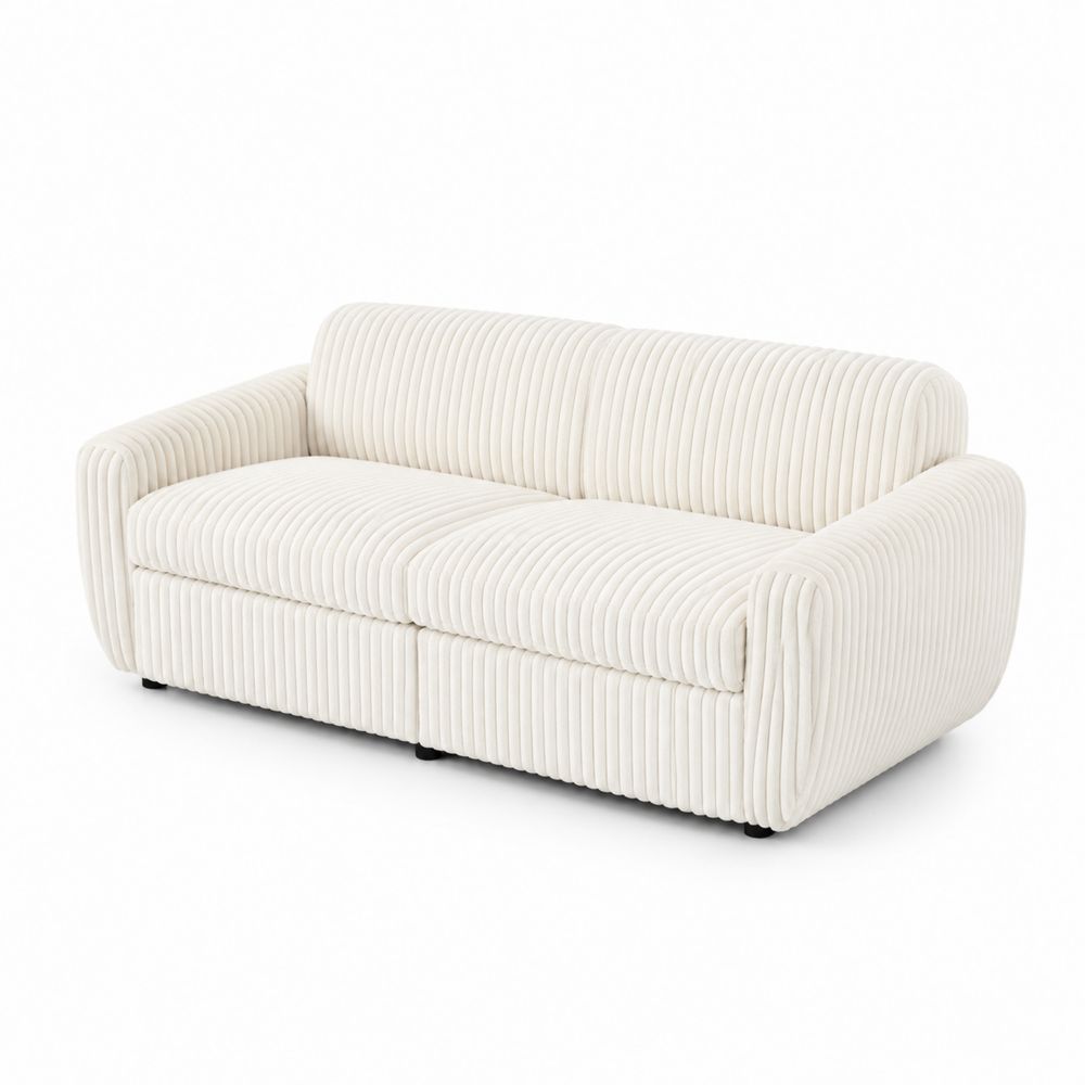 Canapé 3 places en tissu côtelé beige