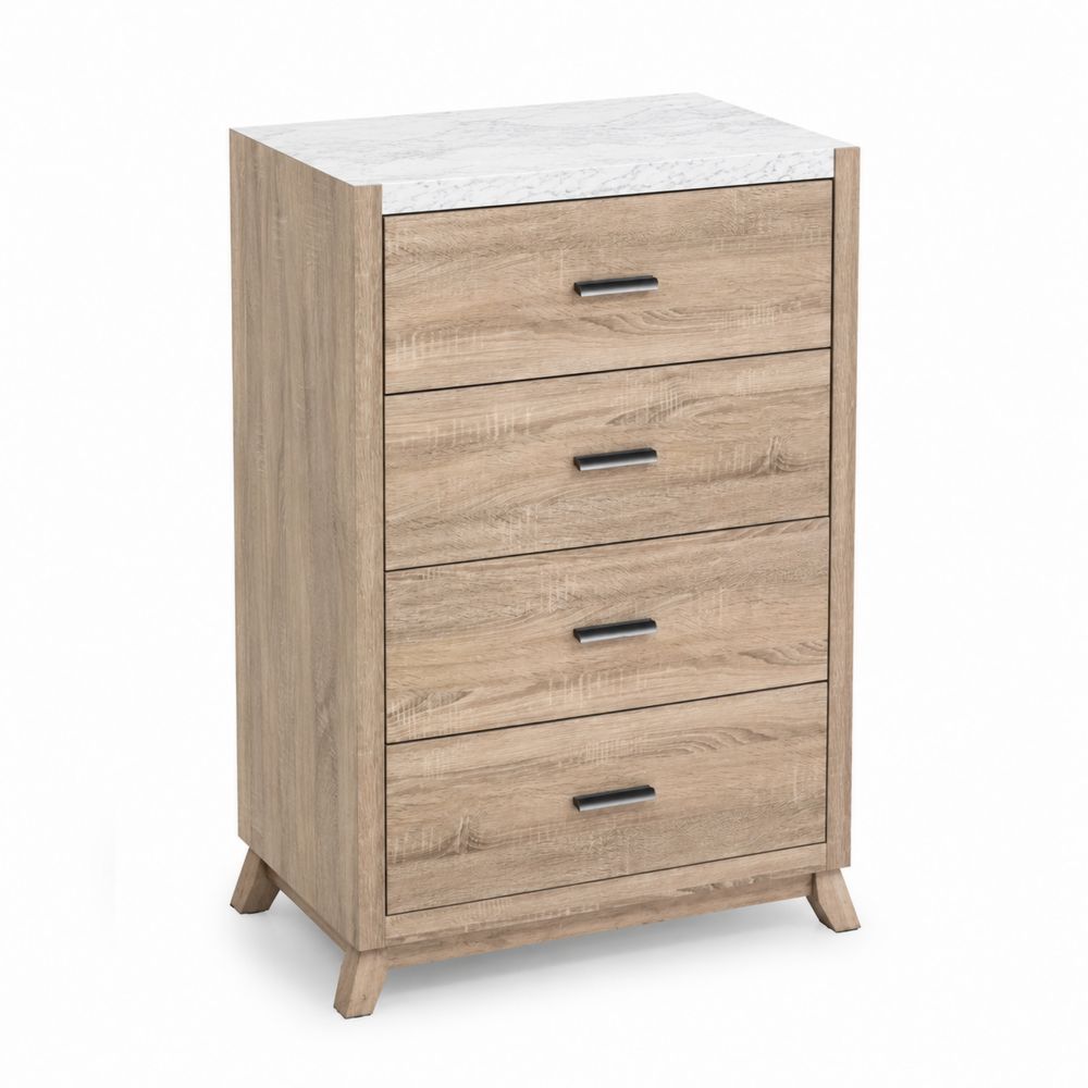 Commode en bois avec dessus en marbre 4 tiroirs 90x45x39 cm