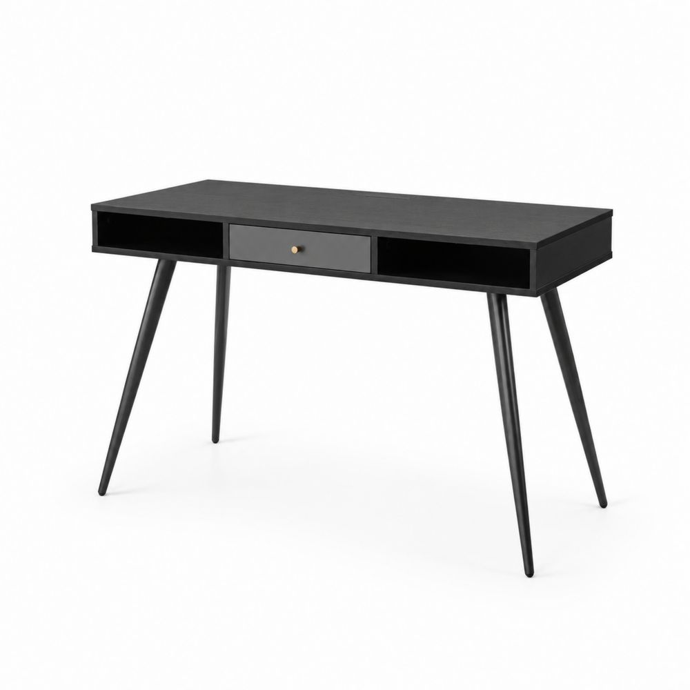 Bureau rectangulaire en MDF et métal noir avec tiroir 120 cm