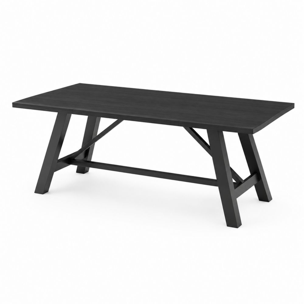 Table de salle à manger en bois MDF et métal Noir 180x90x75 cm