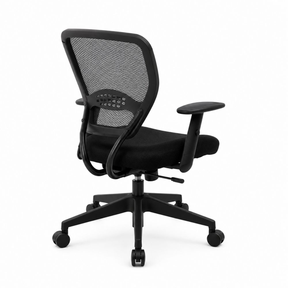 Chaise de bureau en plastique avec dossier en maille noire