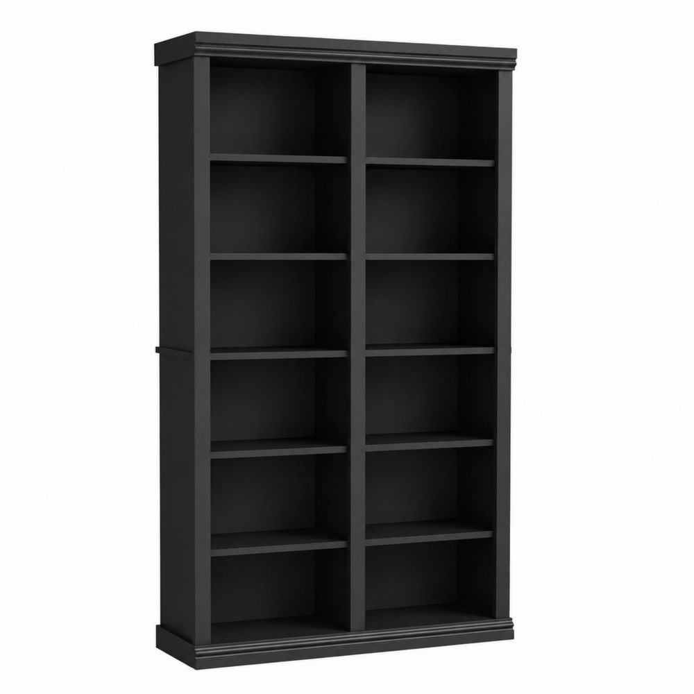 Bibliothèque étagère 10 compartiments bois MDF Noir 200x120x30cm
