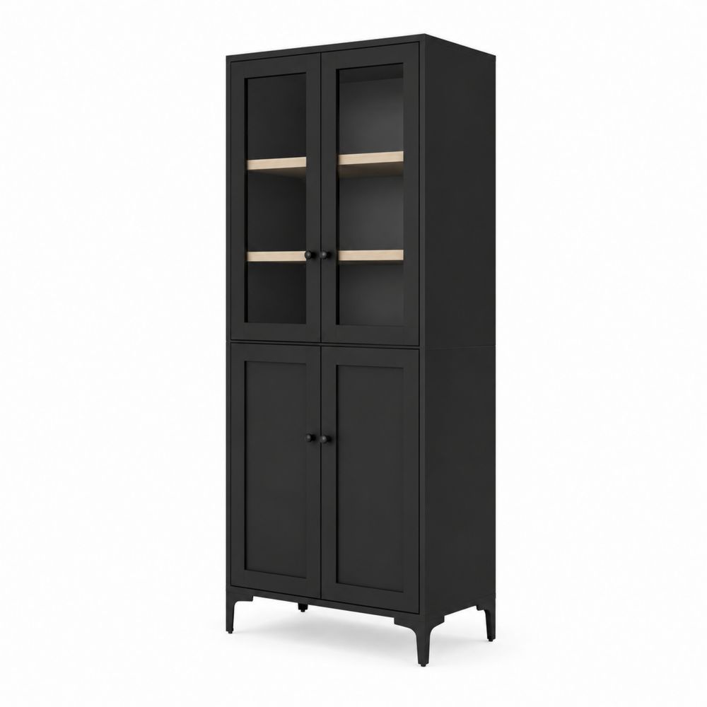 Armoire de cuisine en métal et verre noir 180x80x40cm
