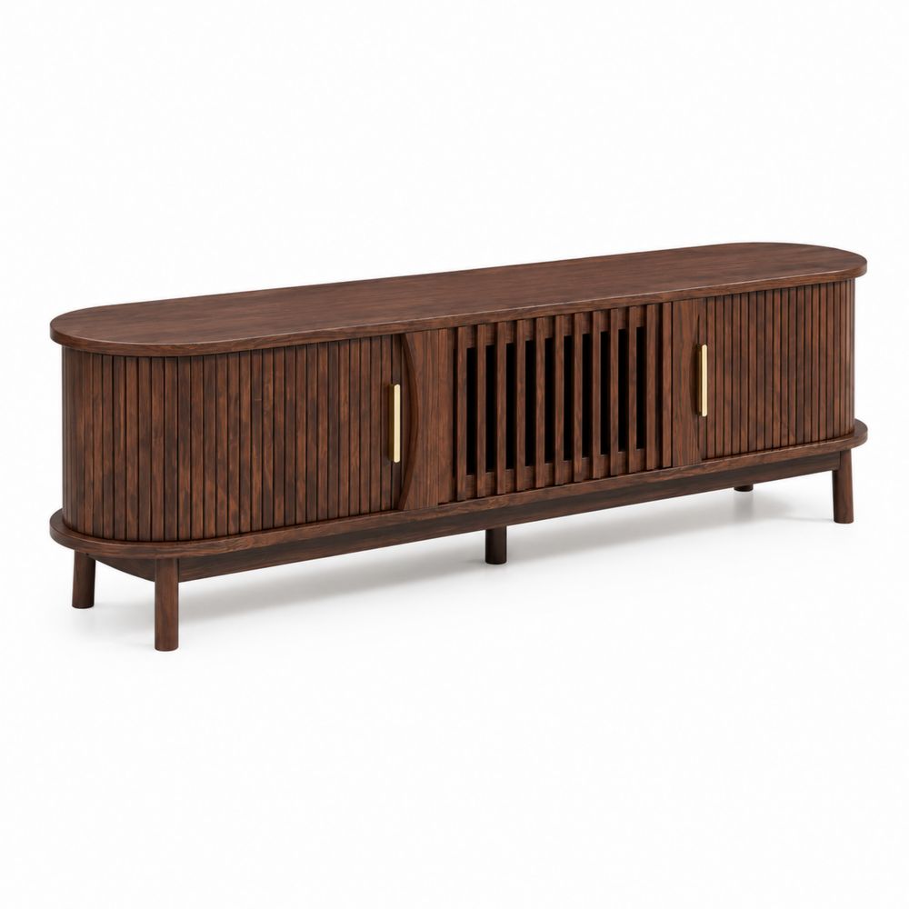 Meuble TV en bois avec portes coulissantes