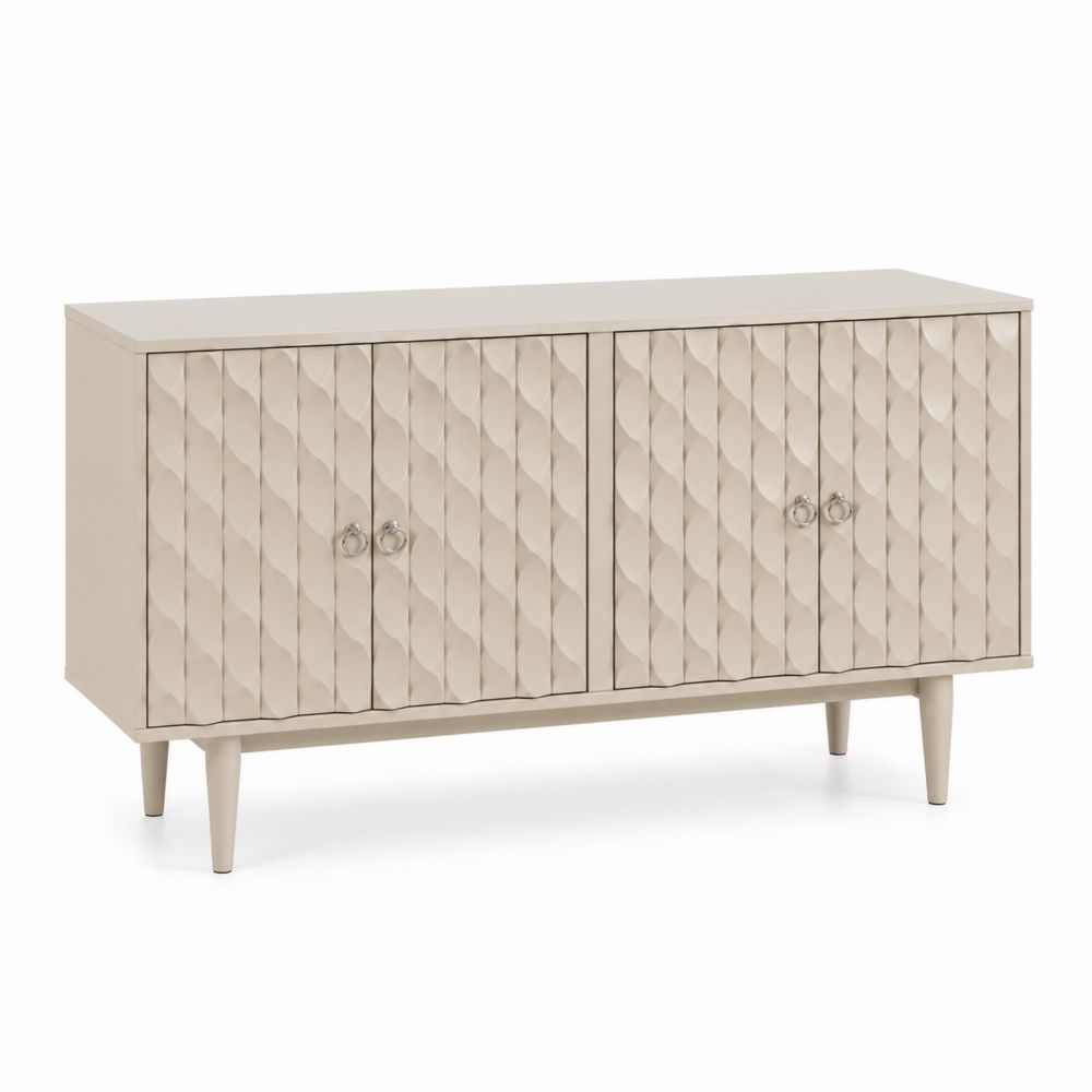 Buffet bas en bois Beige avec finition laquée 150x80x40 cm