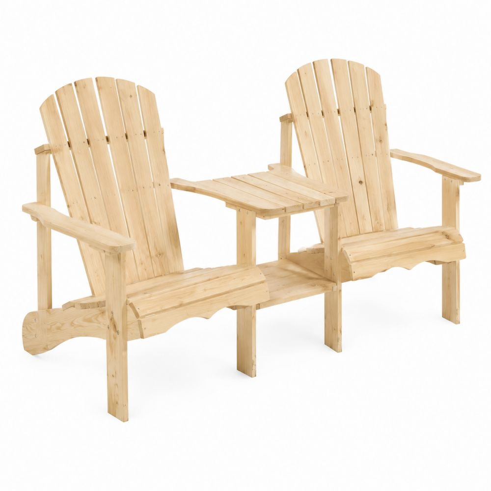 Banc Adirondack en bois de sapin avec table intégrée