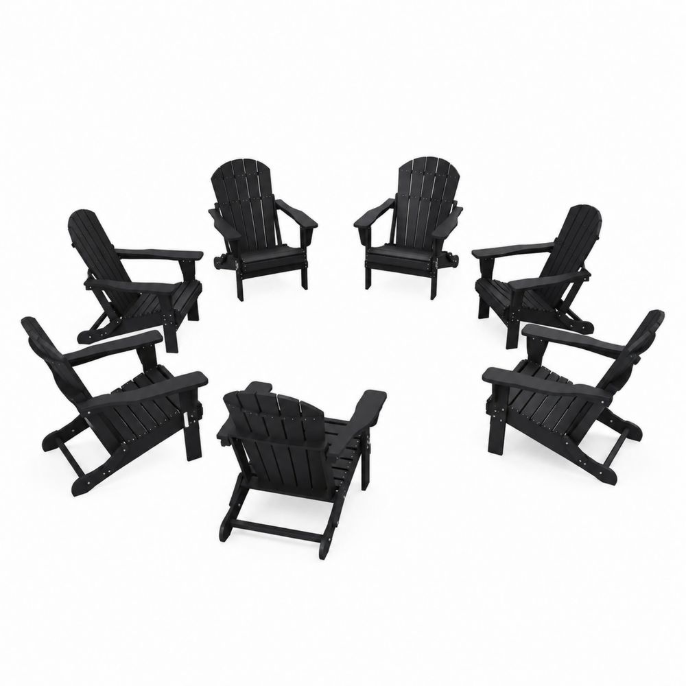 Lot de 6 chaises Adirondack en plastique recyclé noir pour extérieur