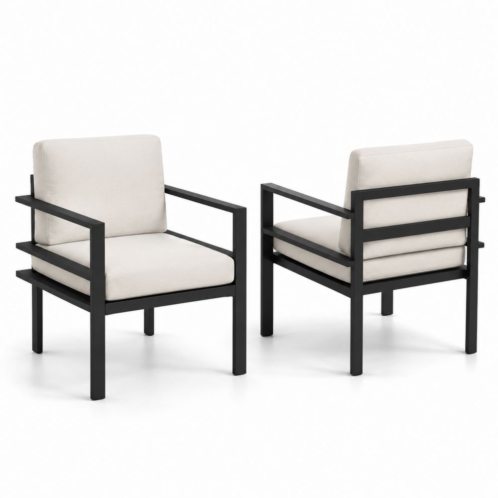 Lot de 2 fauteuils en aluminium avec coussins en polyester