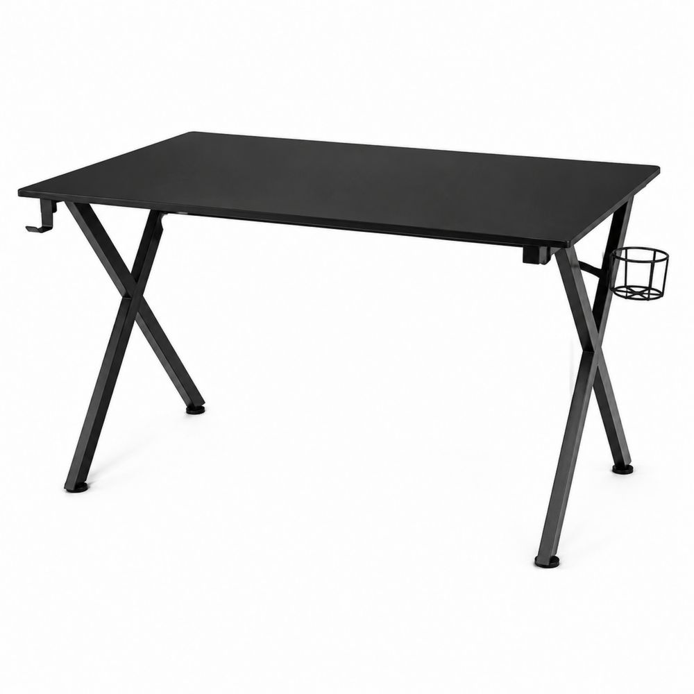 Bureau rectangulaire en métal noir avec plateau MDF 120x60x75 cm