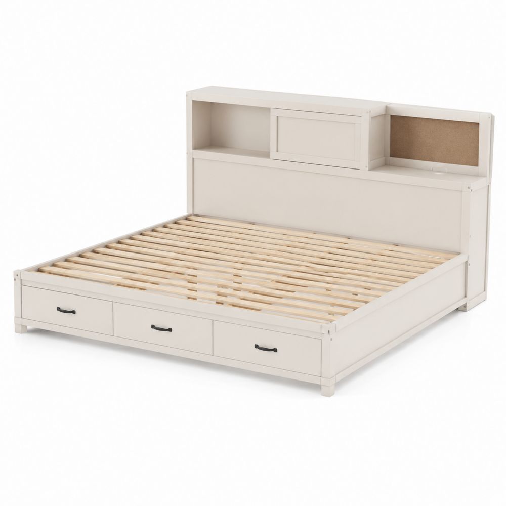 Lit plateforme en bois avec rangement 200x160 cm