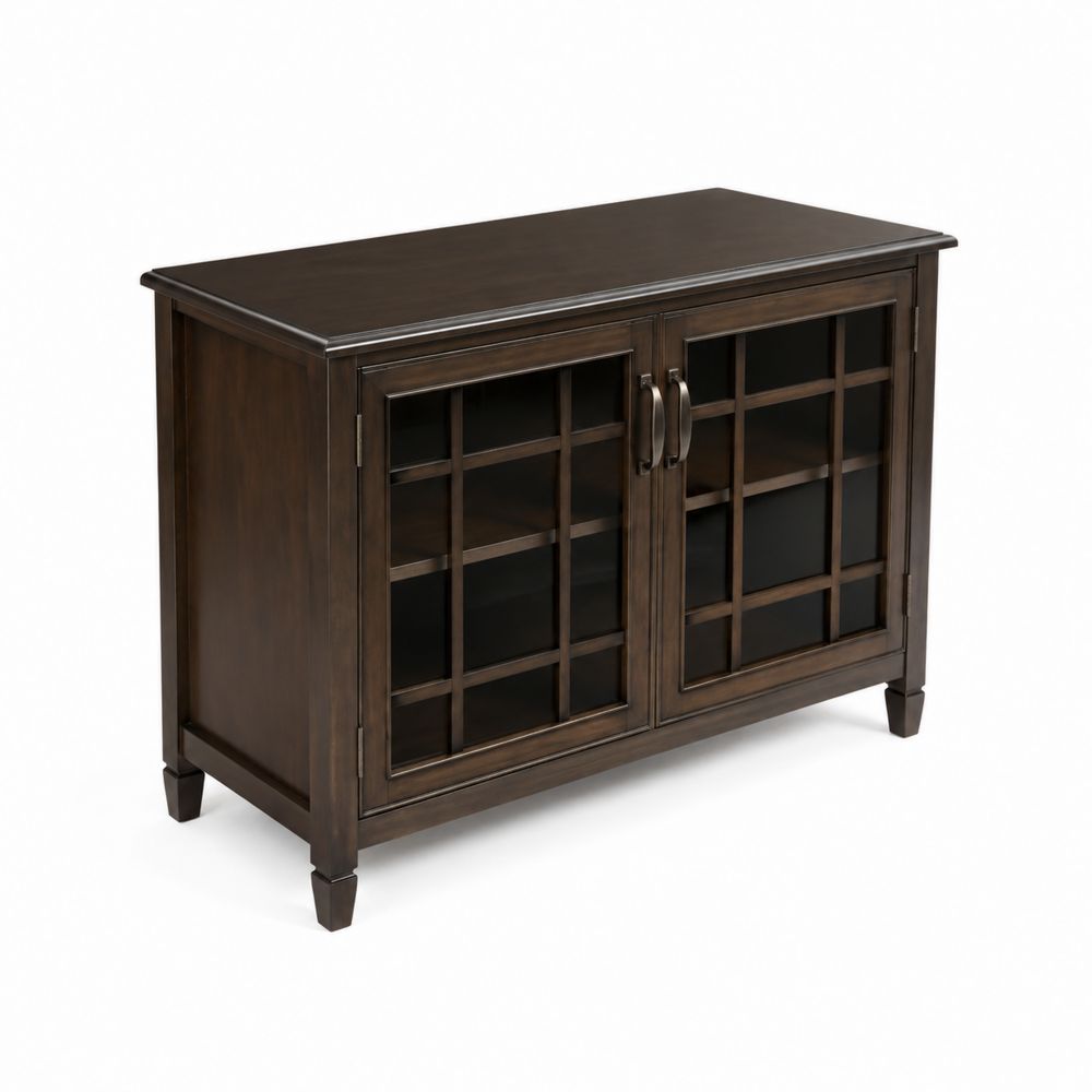 Buffet en bois avec portes en verre trempé brun
