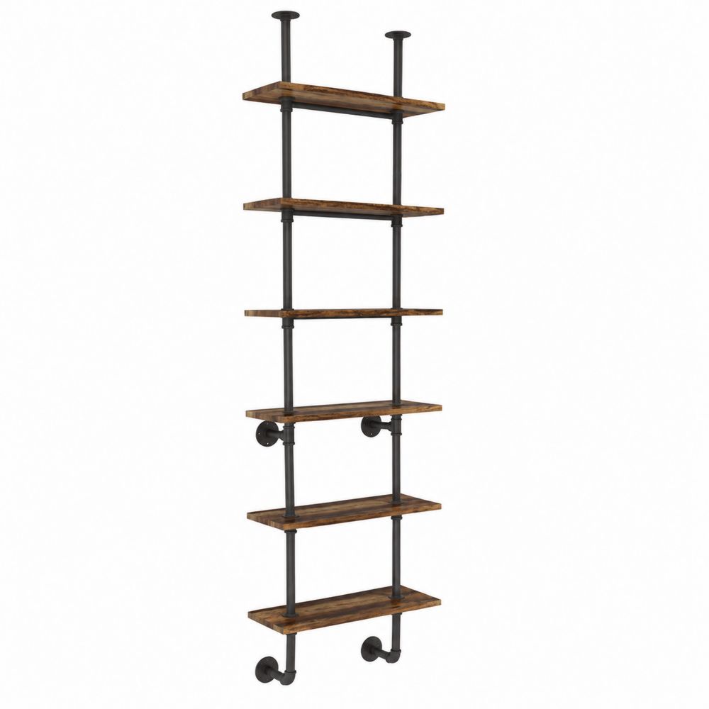 Étagère murale bois et métal 210x60x20 cm Marron/Noir