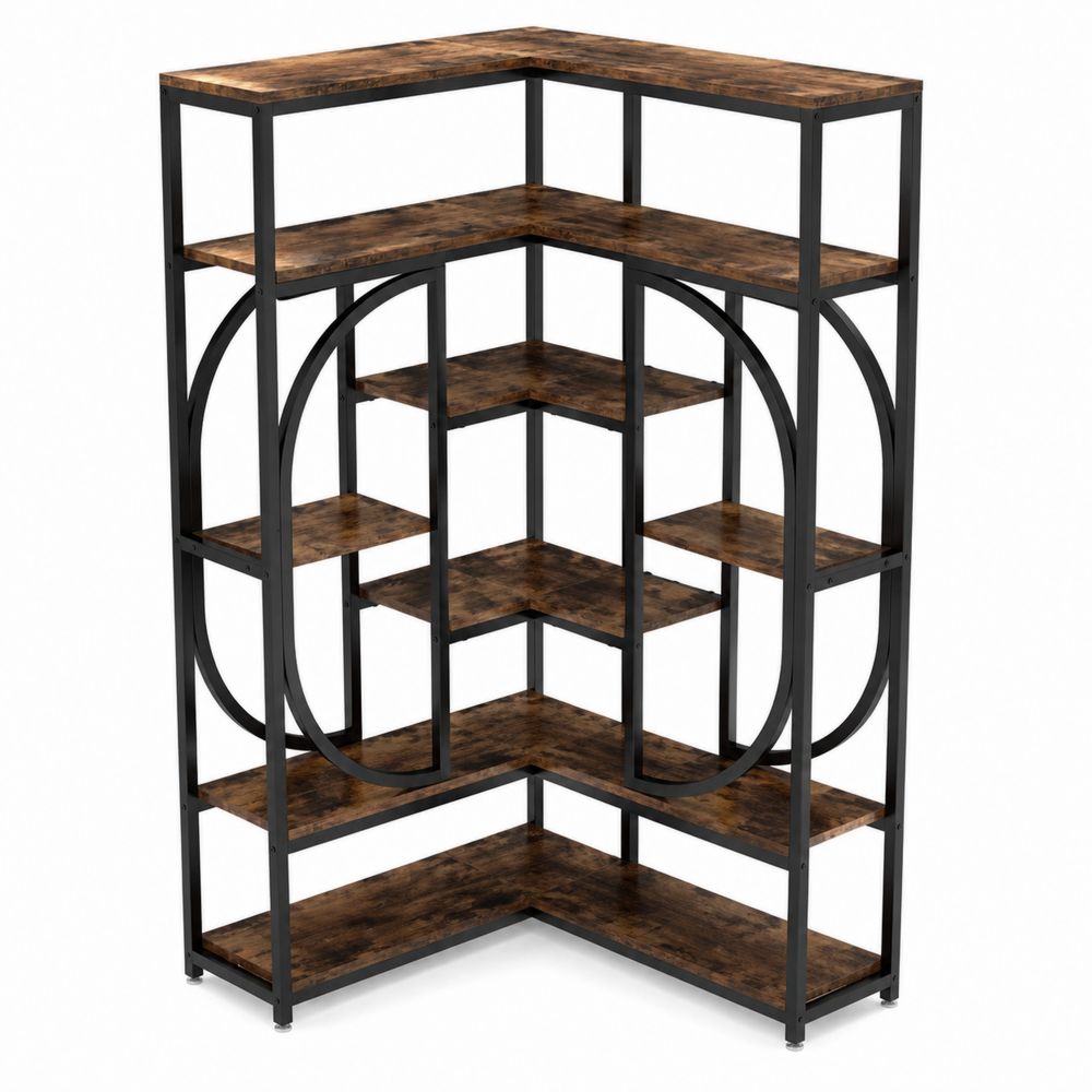 Étagère d'angle en métal et bois 167cm