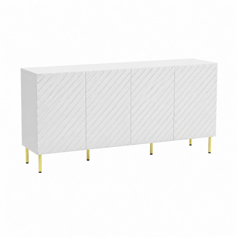 Buffet en Bois avec Pieds Dorés 160cm Blanc