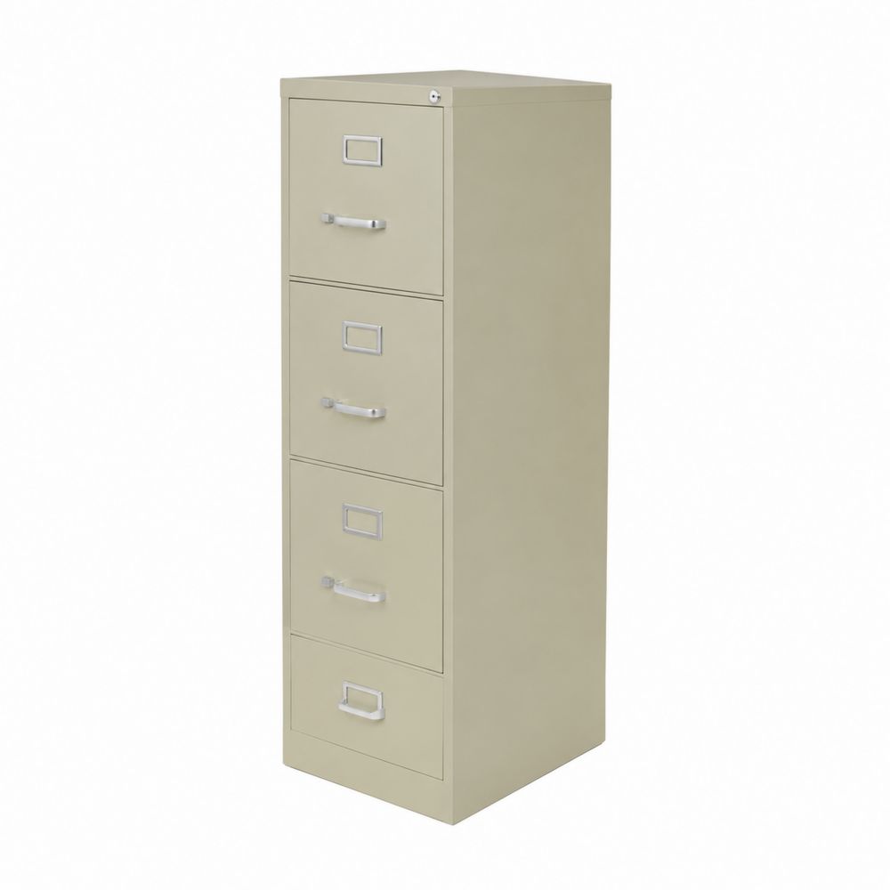 Classeur à 4 tiroirs en métal beige avec serrure