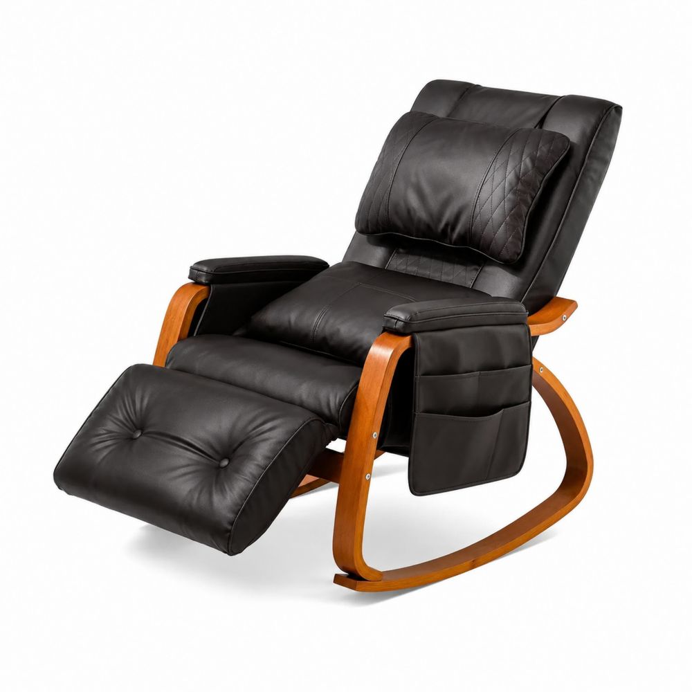 Fauteuil inclinable en cuir PU avec cadre en bois