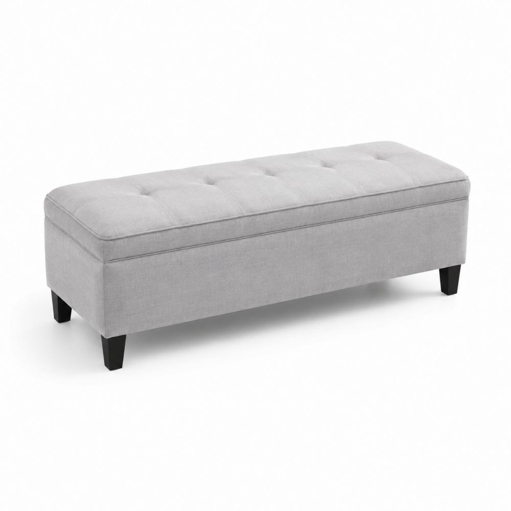Banc en tissu gris avec rangement
