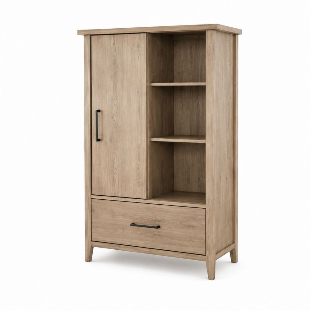 Armoire en bois d'aggloméré avec étagères et tiroir 160x90x45cm