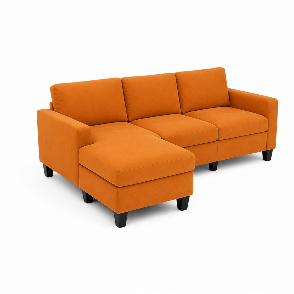Canapé modulable en tissu Orange avec méridienne