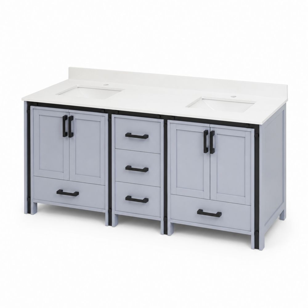 Meuble sous lavabo double vasque 180 cm MDF Quartz Gris