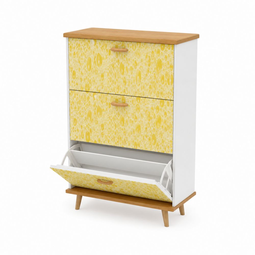 Meuble à chaussures en MDF avec motif jaune
