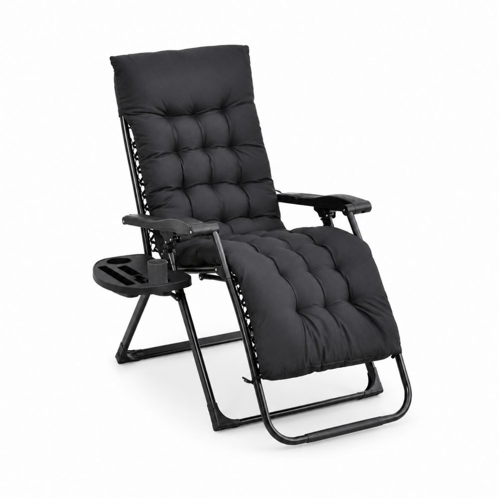 Chaise longue métallique et polyester Noir