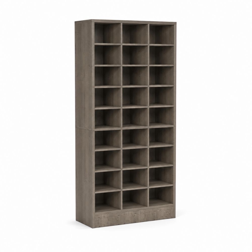 Étagère à chaussures en bois gris avec 25 compartiments