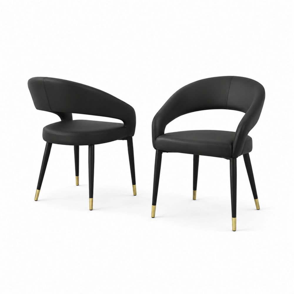 Chaises en Similicuir Noir avec Pieds Métalliques-Homarven