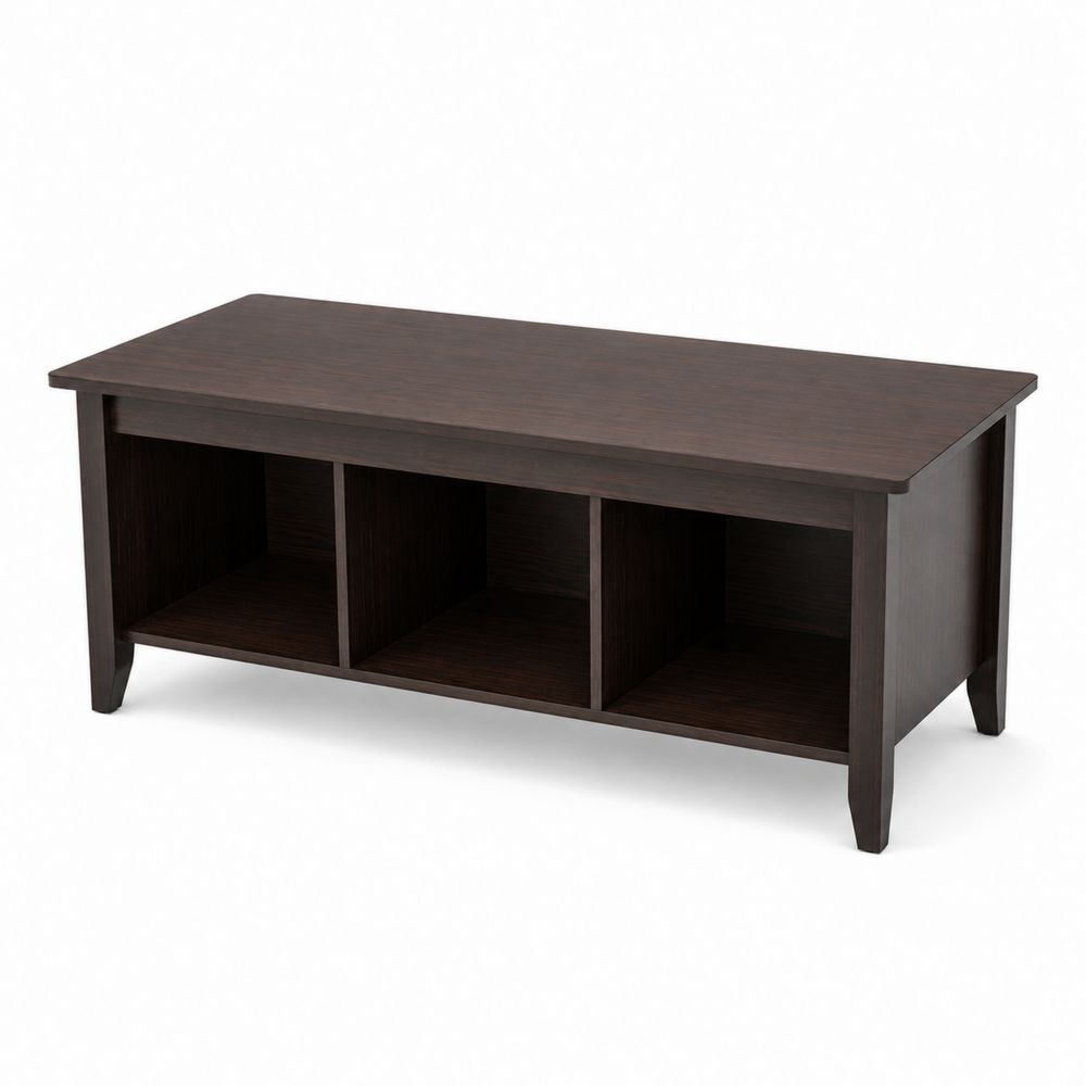 Table basse rectangulaire en bois avec étagères-Homarven