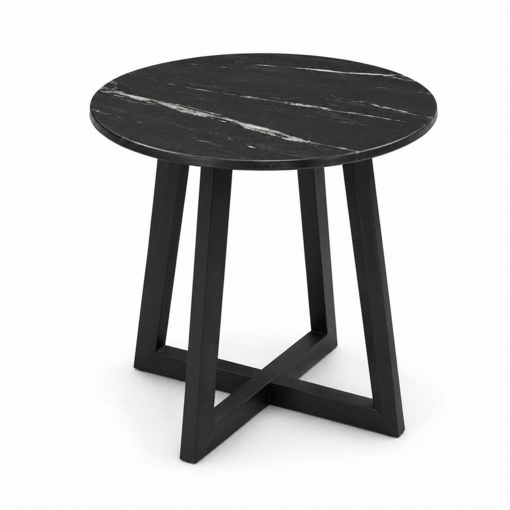 Table d'appoint en marbre et métal Noir-Homarven