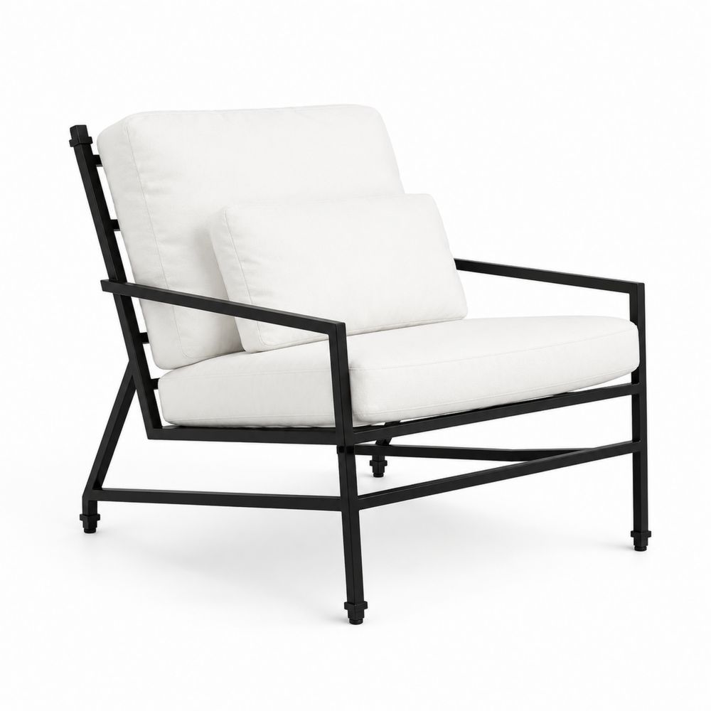Fauteuil en Métal avec Coussins en Tissu Blanc-Homarven