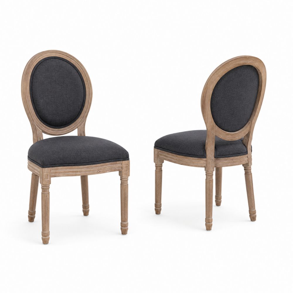 Chaises en bois avec dossier ovale en polyester anthracite, lot de 2-Homarven